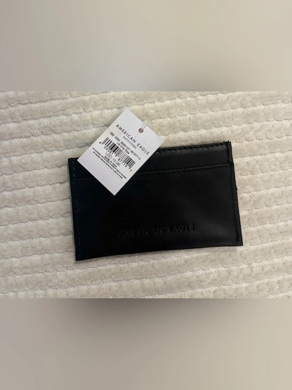 American Eagle Black Logo Credit Card Holder Wallet NWT